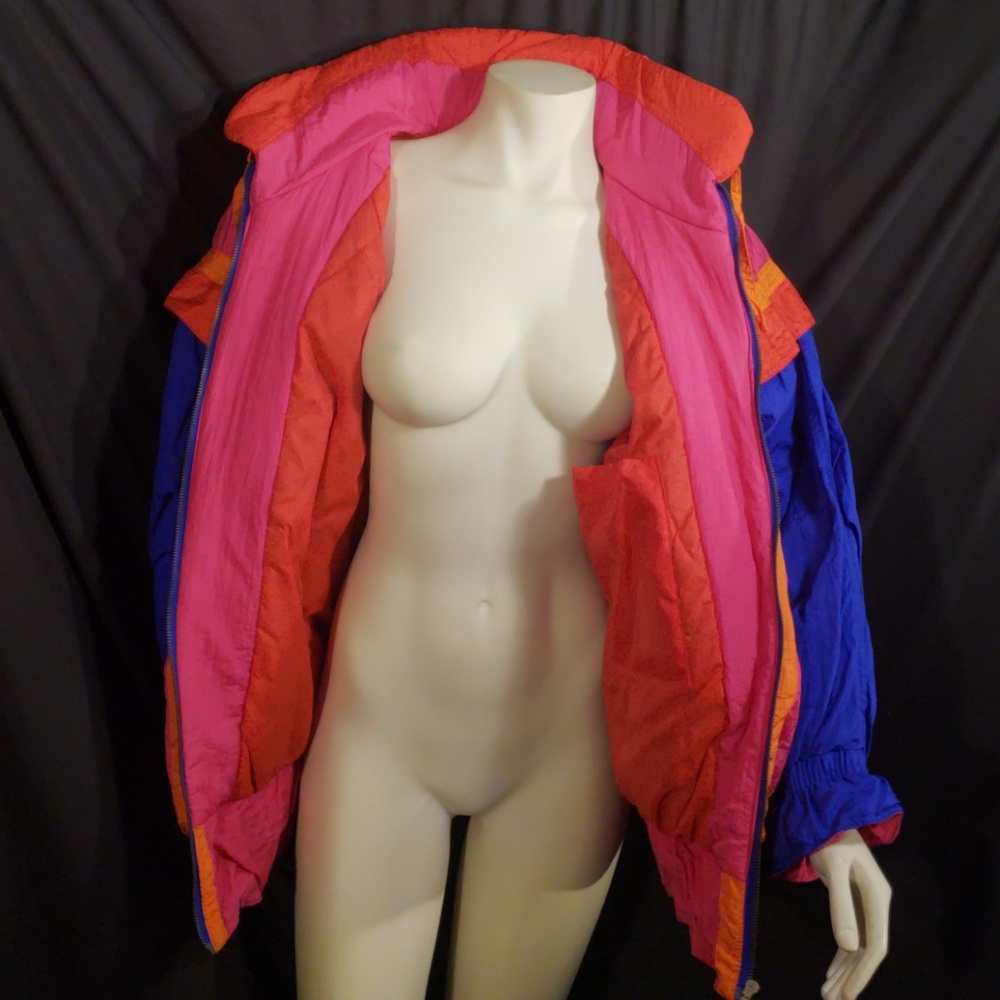 Vtg Gallery Puffer Jacket Neon BarbieCore meshed Gorpcore Style - Picture 4 of 6